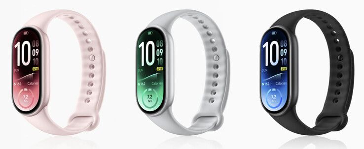 The Smart Band 11 in its Mystic Rose, Glacier Silver and Midnight Black finishes.