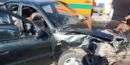 إصابة 4 اشخاص فى حادث تصادم سيارتين فى المنيب :اليوم السابع