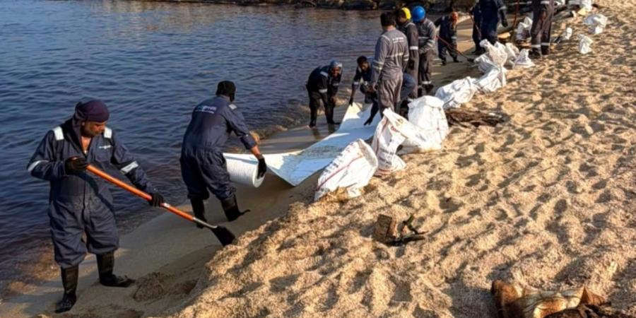 بلدية أم القيوين: نكثف جهود احتواء التلوث النفطي وتنظيف الشواطئ