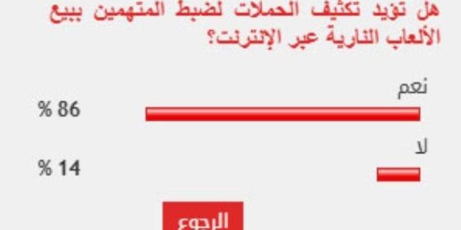 %86 من القراء يؤيدون تكثيف حملات ضبط المتهمين ببيع الألعاب النارية عبر الإنترنت :اليوم السابع